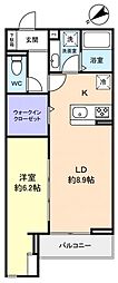 Cradle 1LDKの間取図画像