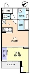 Cradle 1LDKの間取図画像