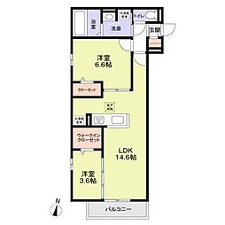 阪神本線 芦屋駅 徒歩12分の賃貸アパート 2階2LDKの間取り