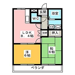 フローラルパレス 2LDKの間取図画像