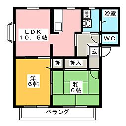 ガーデン,クリアC 2LDKの間取図画像