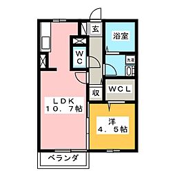 ミタンダハイツA 1LDKの間取図画像