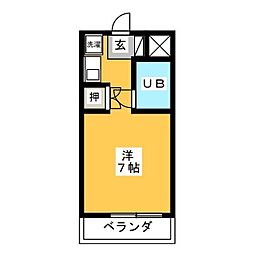 マルベリーハイアット3 ワンルームの間取図画像