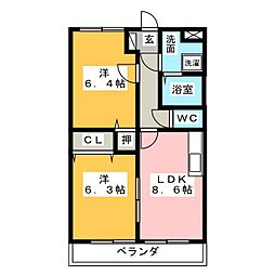 フラット立石E 2LDKの間取図画像