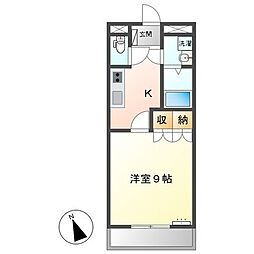 ヴィヴァーチェ 1Kの間取図画像