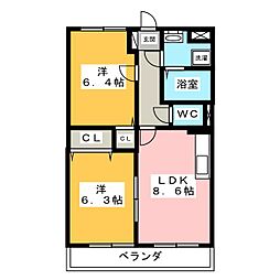 フラット立石D 2LDKの間取図画像