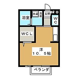 KentHouseA ワンルームの間取図画像