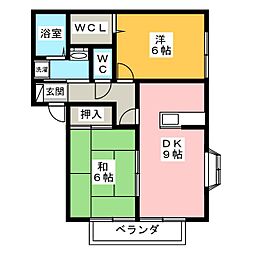 カーサベッラB 2LDKの間取図画像
