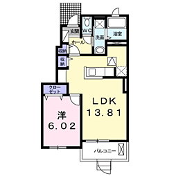 メープルリーフ 1LDKの間取図画像