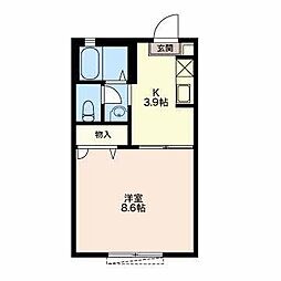 蕉風 1Kの間取図画像