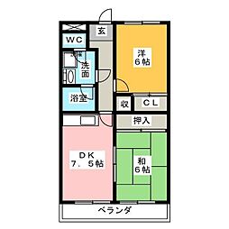 佳千ビル 2DKの間取図画像