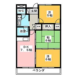 グリーンコートヒロ2 3DKの間取図画像