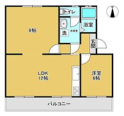 西小中台住宅24号棟 1LDKの間取図画像