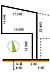 区画図：旗竿地（路地部分２５m2）　幅２ｍ奥行１２．５ｍ