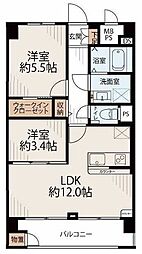 東建マンション学芸大 2LDKの間取図画像