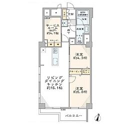 ライオンズマンション南平台 2SLDKの間取図画像