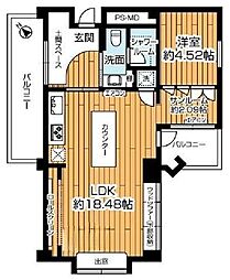 渋谷桜ヶ丘セントラルハイツ 1LDKの間取図画像
