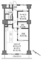 朝日上野毛マンション 1SLDKの間取図画像