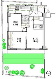 秀和若林レジデンス 2LDKの間取図画像