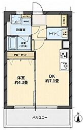 コーポ洗足 1DKの間取図画像