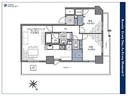 エルザ世田谷ザ・タワーA棟 2LDKの間取図画像