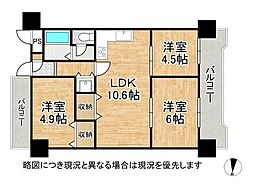 甲南グランドハイム御影 3LDKの間取図画像