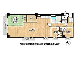 ユニハイム岡本 3SLDKの間取図画像