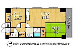 ヴェルドール兵庫 1SDKの間取図画像