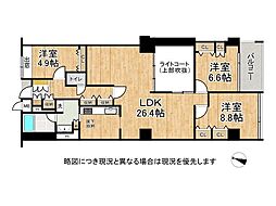 ジークレフ六甲の丘B棟 3LDKの間取図画像