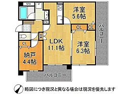 甲南ドルチェ六甲 2SLDKの間取図画像