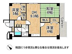 サンハイツ灘 3DKの間取図画像