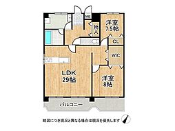 パラッシオ岡本 2LDKの間取図画像