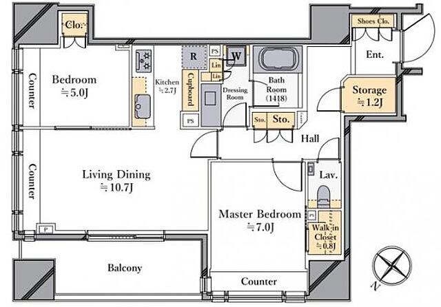 間取り パークタワー渋谷本町 19階/-