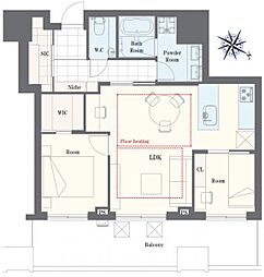キャピタルゲートプレイスザ・タワー 2LDKの間取図画像