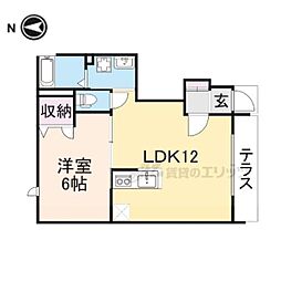 東大阪市瓢箪山町アパート 1LDKの間取図画像