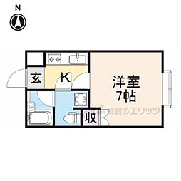 リヴェルテ生駒 1Kの間取図画像