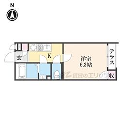 セカンドユーアイ 1Kの間取図画像
