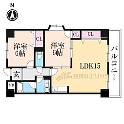 マンショングランメール 2LDKの間取図画像