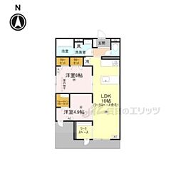ウエスタンハイツ19 2LDKの間取図画像