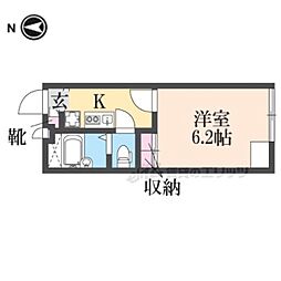 レオパレスオレオ 1Kの間取図画像