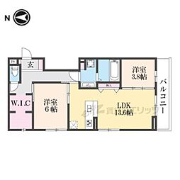 ポルト・ボヌール 2LDKの間取図画像