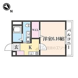 Ｍ’ｓスクエア香里園 2階1Kの間取り