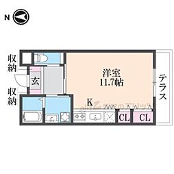 ガーデンサイドゆうゆう 1Kの間取図画像