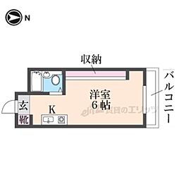 メゾン若江 ワンルームの間取図画像