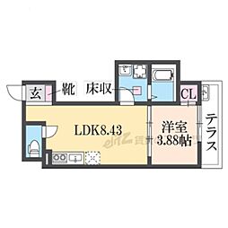 エフスタイル大蓮東1号館 1LDKの間取図画像