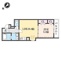 フジパレス長瀬公園 1LDKの間取図画像