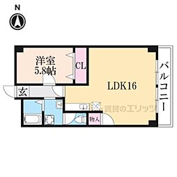 プリンストン布施 1LDKの間取図画像
