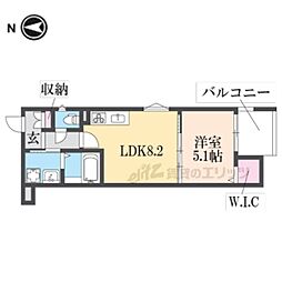 クリエオーレ衣摺1 1LDKの間取図画像