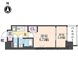 AELL OSAKA EAST 15階2Kの間取り