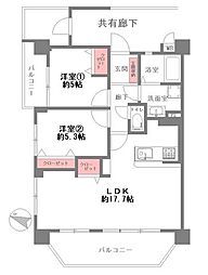 プリオーレ東灘 2LDKの間取図画像